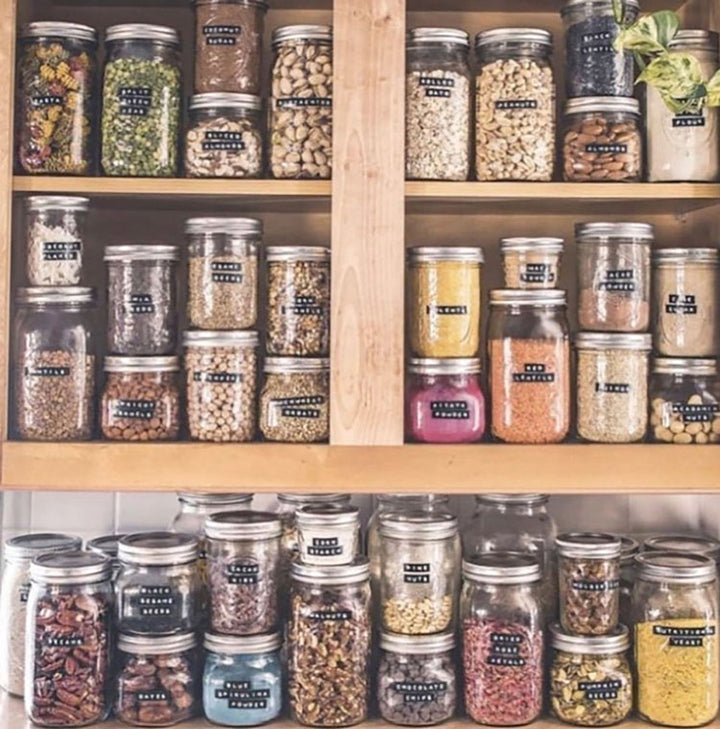 Cupboard of bulk groceries