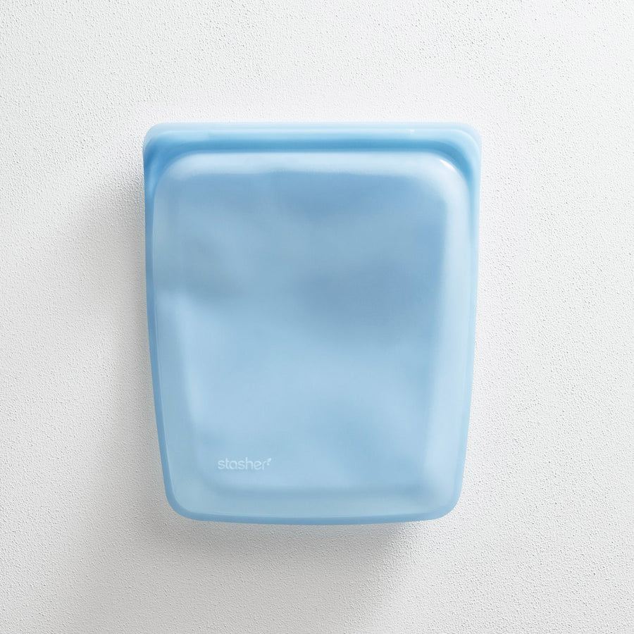 blue reusable silicone half gallon bag