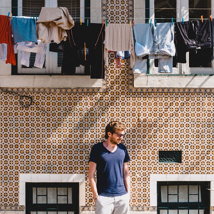 Man under a clothes line