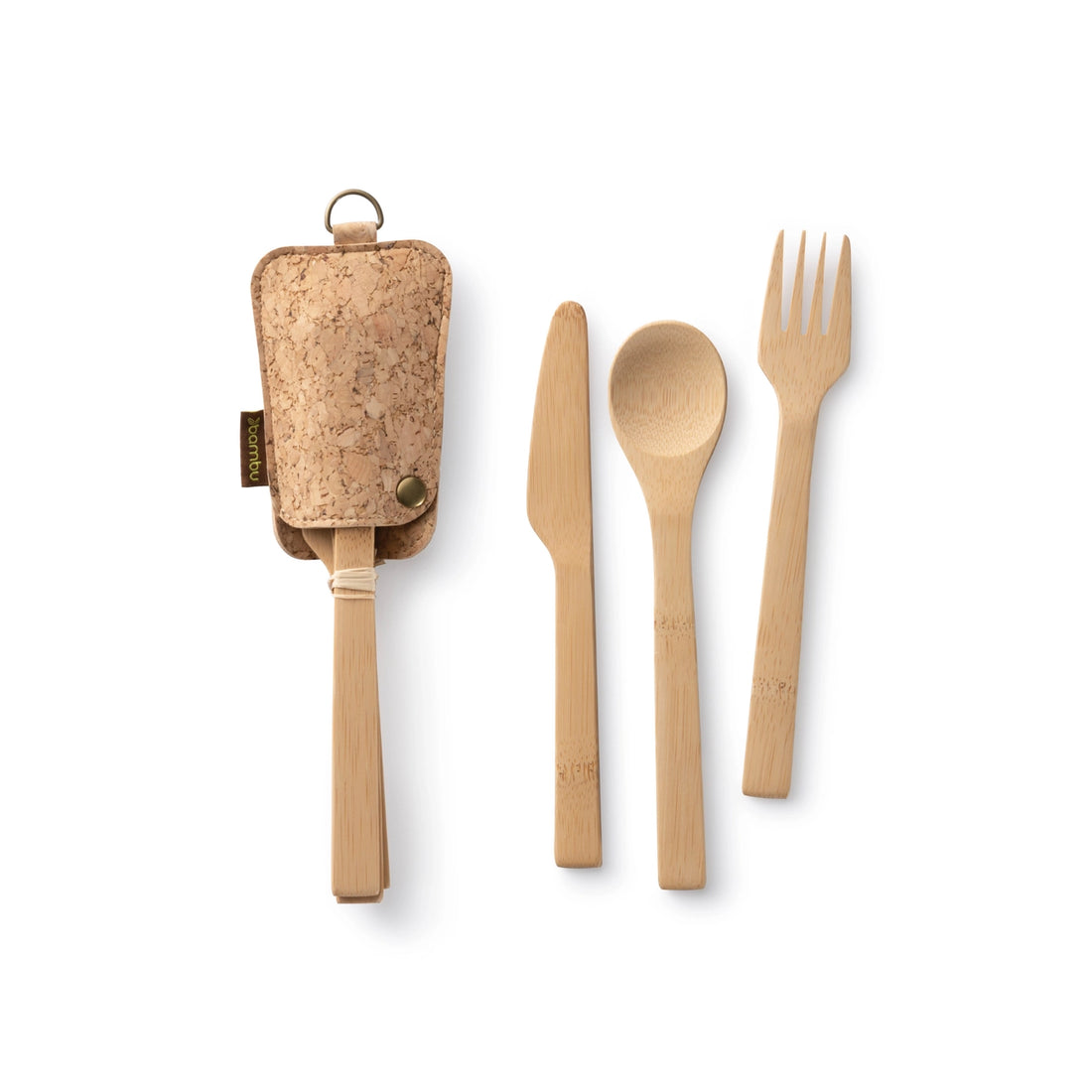 Travel Utensil Set with Cork Pouch