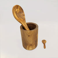 olive wood utensil holder