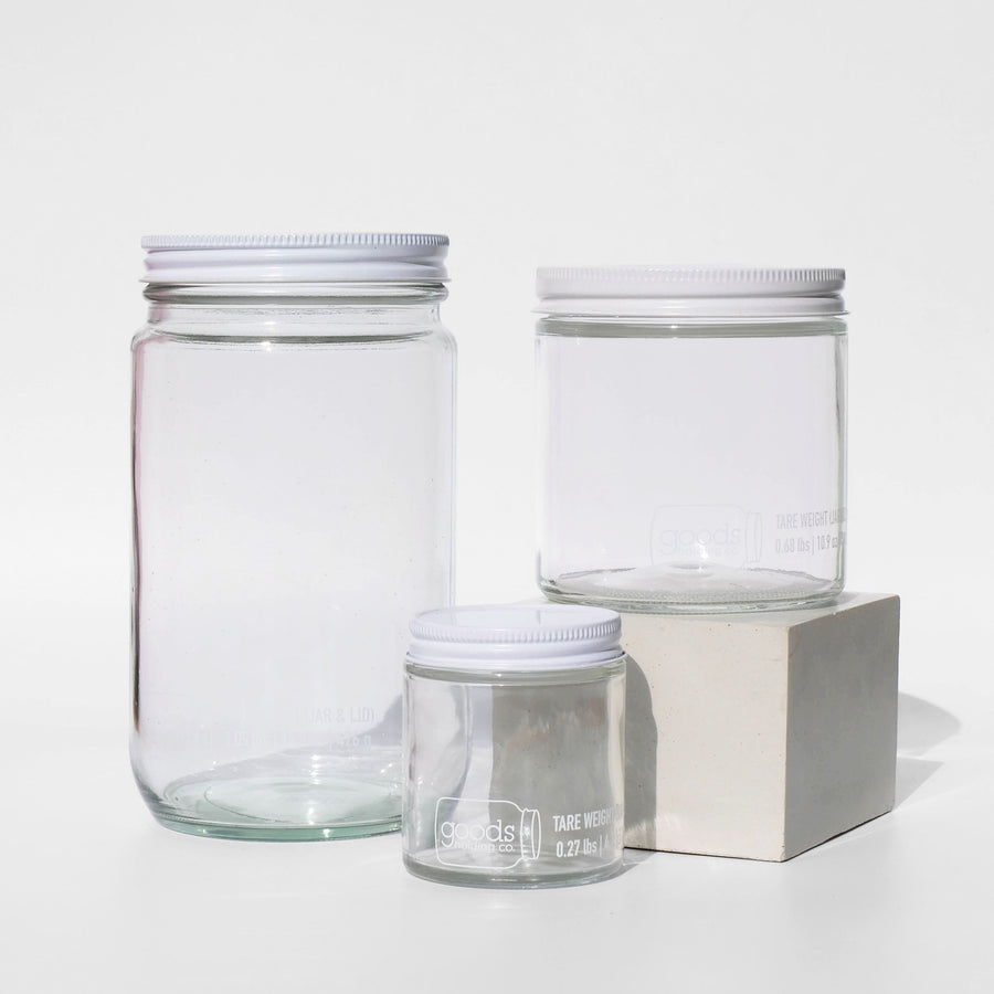 Jars with Tare Weights in Various Sizes