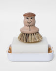 wood pot brush with smiling face