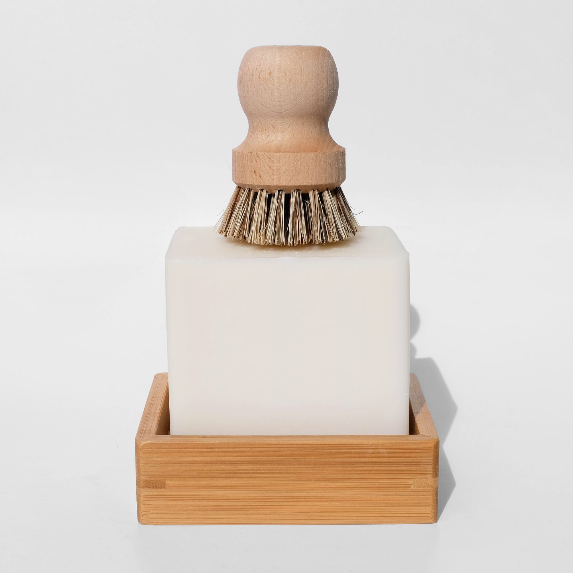 bamboo soap dish with dish washing block