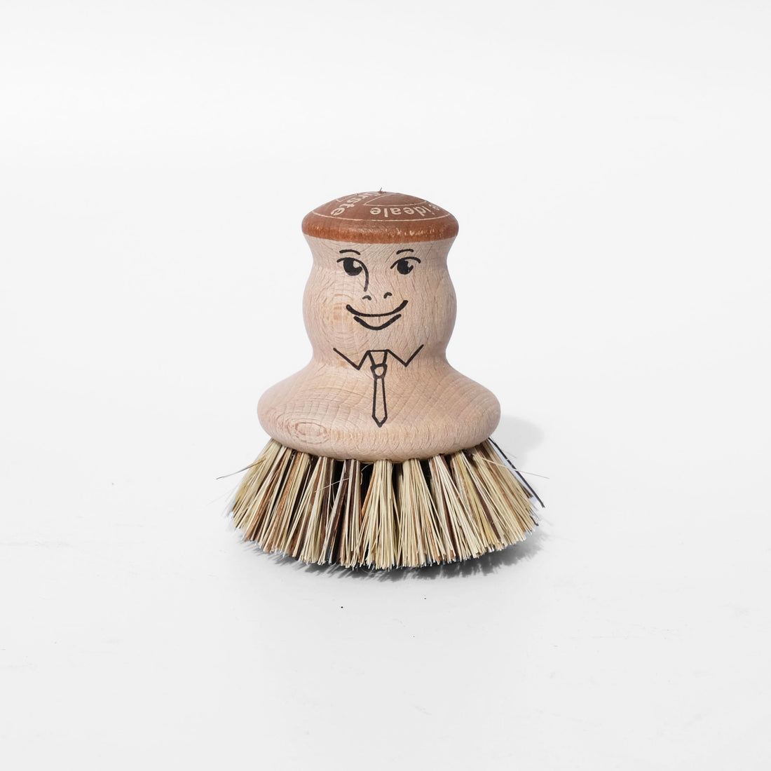 wood pot brush with face
