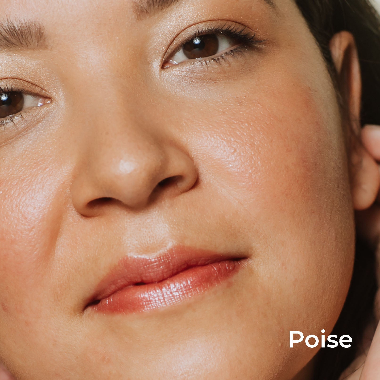 poise lip balm on model