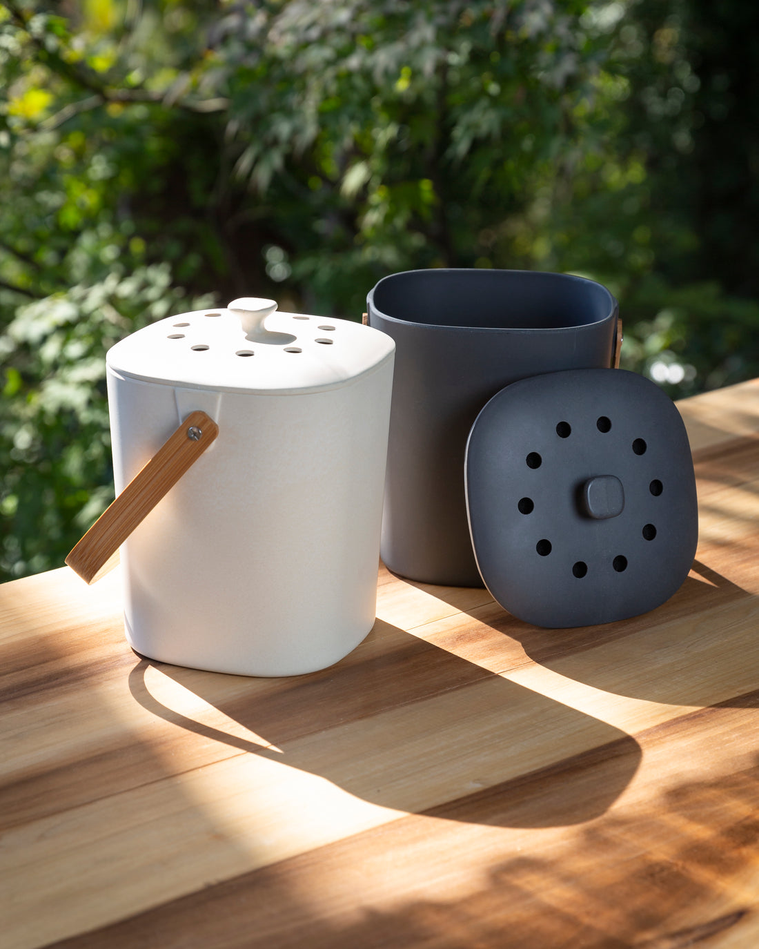 bamboo compost canisters